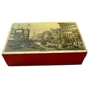 Vintage Mottahedeh Italy Broadway New York Wood Trinket Box Grandmillennial